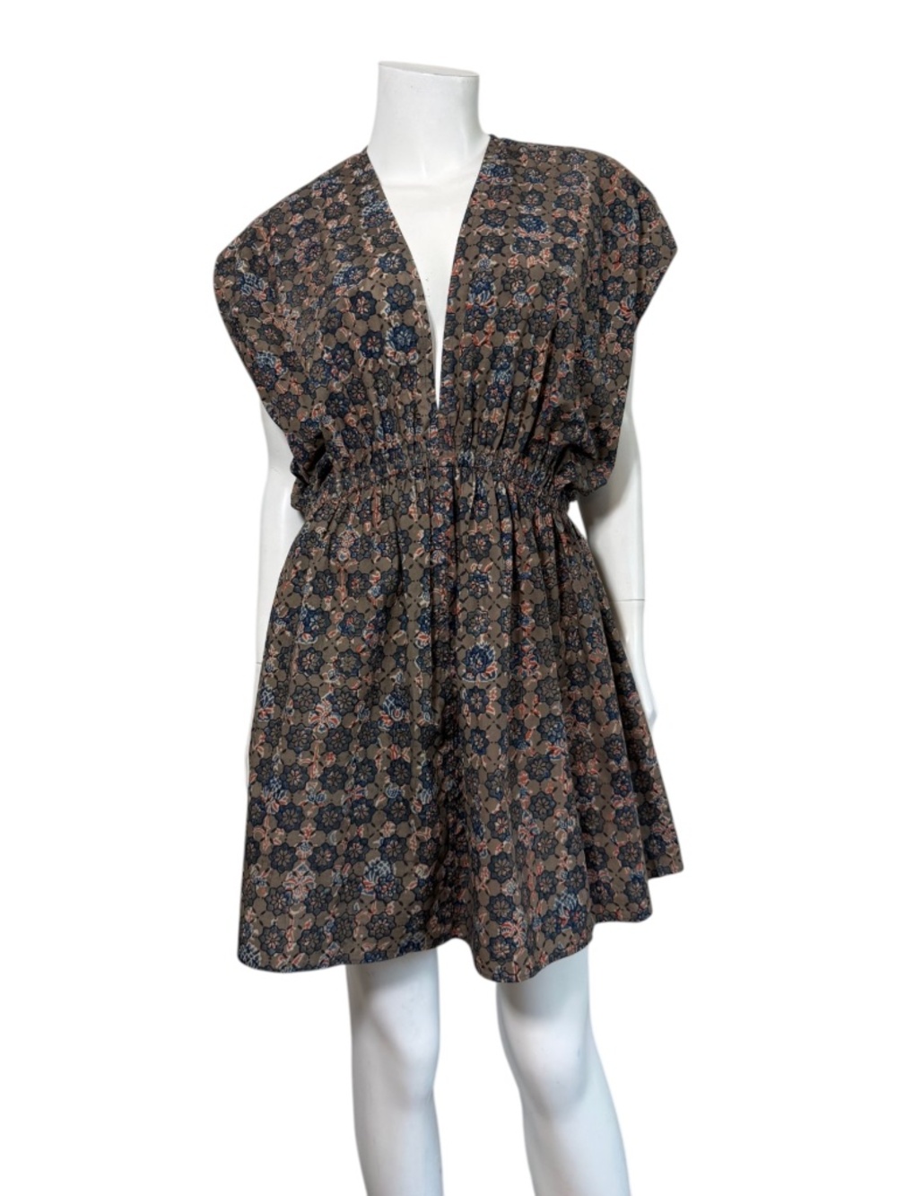 KARDO Diya Beach Dress in Taupe/Blue Size S